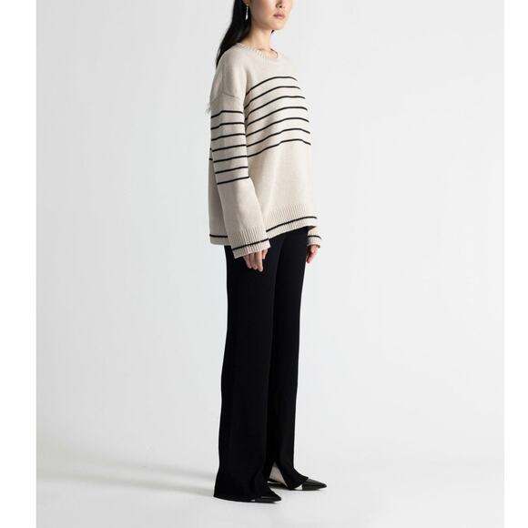 Maria McManus Heavy Gauge Oversized Crew Sweater Small Crema Black NWT$990 - Picture 2 of 16